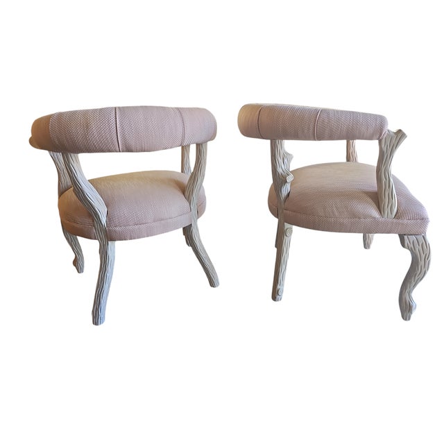 French 1960s Pair of French Faux Bois Side Chairs For Sale - Image 3 of 7