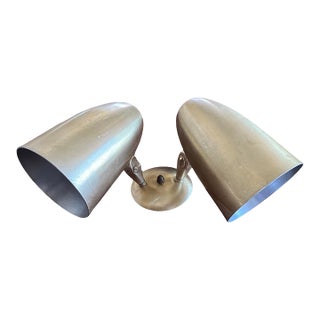 Vintage Mid Century Modern 1950s Ejs Lighting Wall Sconce Spun Brass Cone Lamps 1960s For Sale
