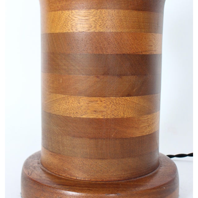 Ginger Jar Table Lamp in Stacked Mixed Hardwood, 1970's For Sale - Image 10 of 12