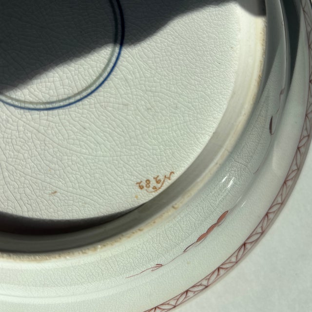 Antique English Hand-Painted Floral Porcelain Bowl With Gilt Rim For Sale - Image 9 of 11