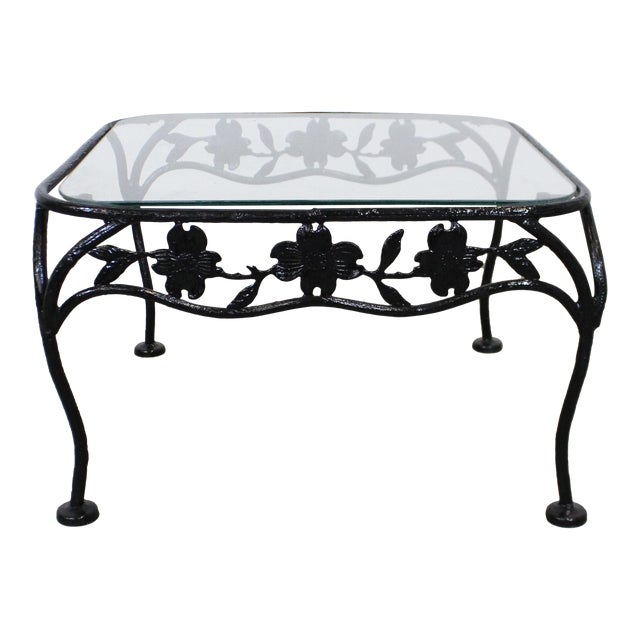 Vintage Wrought Iron Meadowcraft Dogwood Iron Outdoor Square Accent End