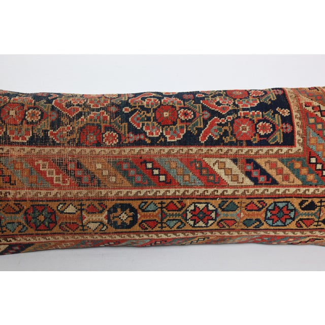 Navy Blue Antique Handwoven Tribal Throw Rug Pillow -16'' X 39'' For Sale - Image 8 of 11