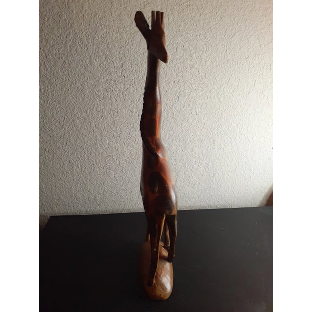 Wood Vintage Handcarved Wood Giraffe Figurine For Sale - Image 7 of 8