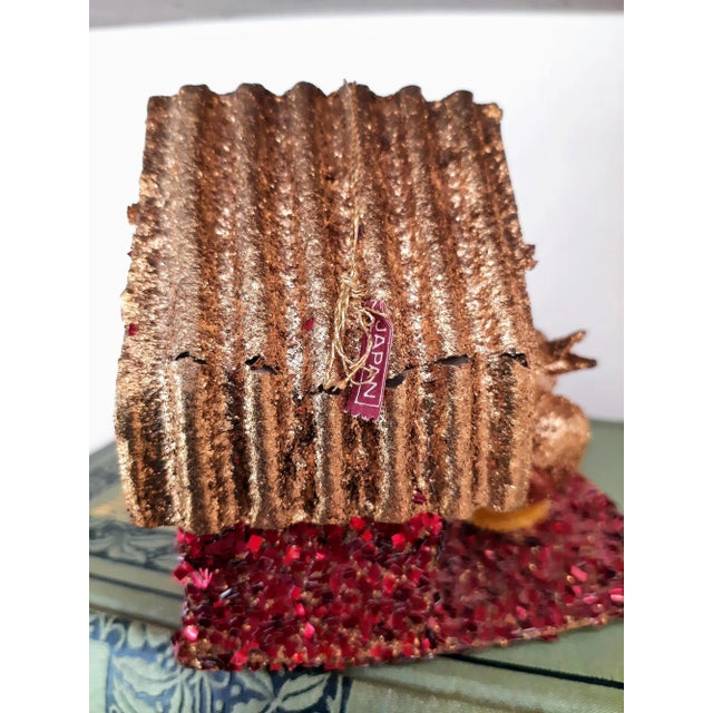 Mid 20th Century Vintage Glitter Bird House Christmas Ornament 1930s For Sale - Image 5 of 6