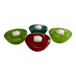 Vintage, Kosta Boda Atoll Art Glass Votive Candleholder Sweden Set of 4 For Sale