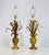 Hollywood Regency Pair of Maison Jansen Style Gilt Metal Lamps With Cattail Motif – France 1950's For Sale - Image 3 of 12
