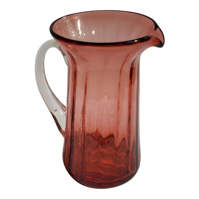 1960s Pilgrim Panel Optic Cranberry Red Pitcher For Sale