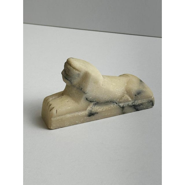 Black Antique Hand-Carved Alabaster Sphinx, 1890s For Sale - Image 8 of 10