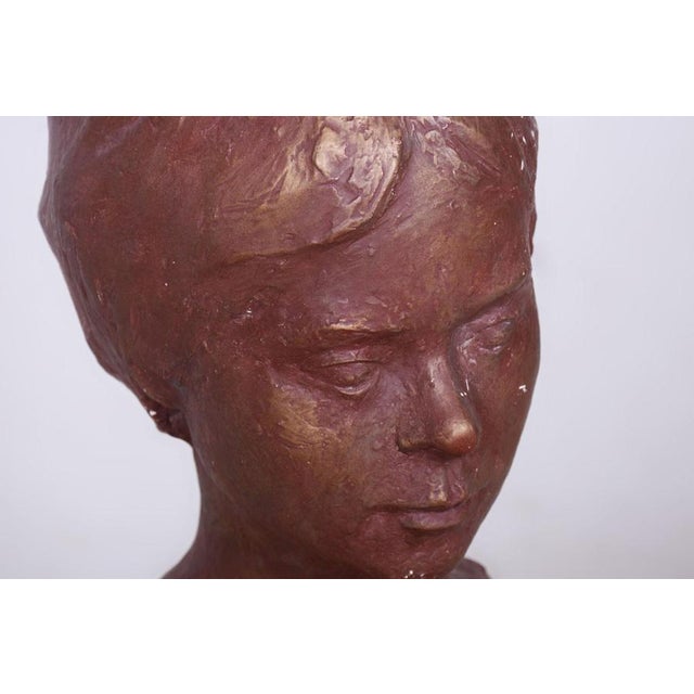 Art Deco Painted Plaster Statuette of Young Woman, Czech, 1920s For Sale - Image 6 of 10