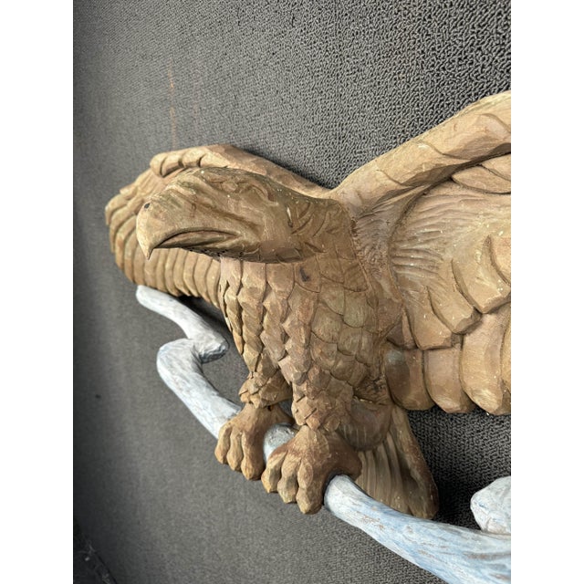 Mid 20th Century Hand Carved Wooden Eagle Sculpture For Sale - Image 4 of 12