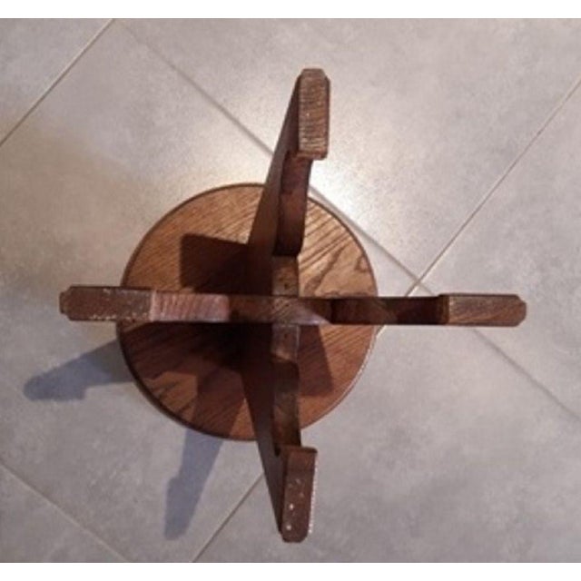 Brutalist Folk Art in Stool in Oak For Sale - Image 5 of 14