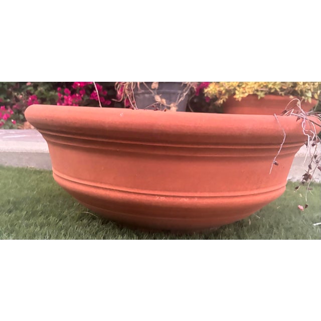 No plant included. Large Vintage Terracotta Bowl Planter – Approx. 25” Wide Beautiful oversized vintage terracotta bowl...