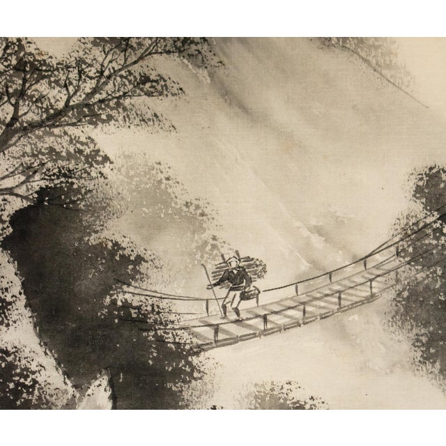 Showa Era Japanese Sansui Scroll Painting by Keigen For Sale - Image 9 of 17