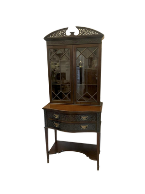Victorian Carved Mahogany Display Cabinet, 1880s