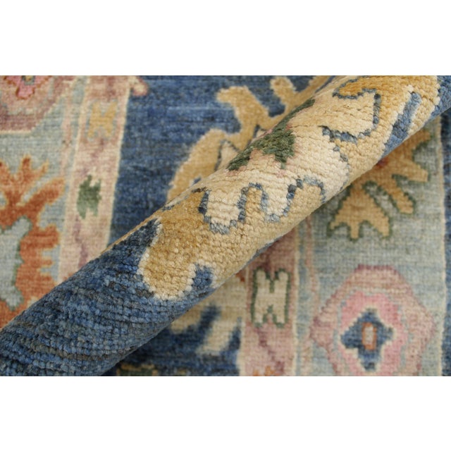 Shabby Chic Ziegler Oushak Blue/Beige Wool Runner Rug- 2'8'' X 18'11'' For Sale In New York - Image 6 of 10