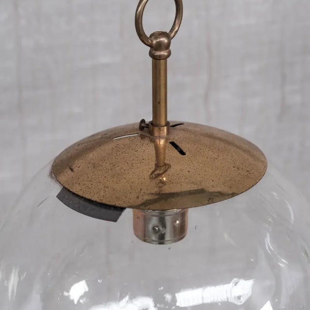 Mid-Century Brass and Bubble Glass Pendant For Sale - Image 4 of 11
