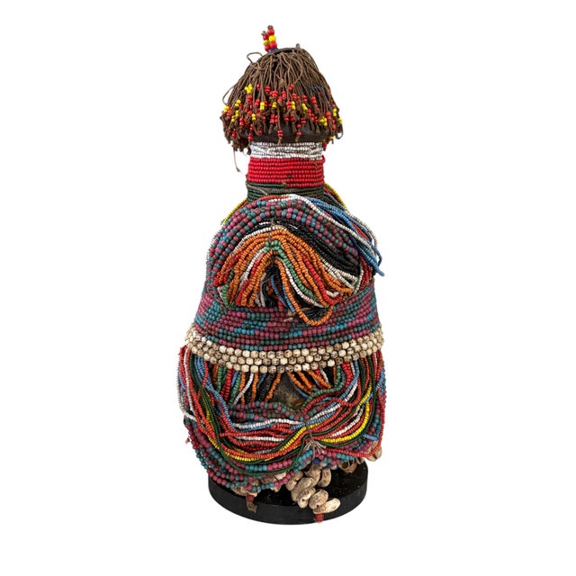 Rare African Beaded Fertility Doll Cameroon With Stand 13" H For Sale - Image 4 of 7