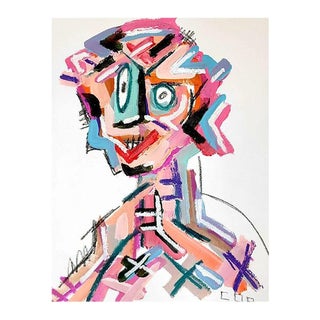 Bright Bold Post Modern Cubist Abstract Portrait Painting - Signed 9” X 12” For Sale