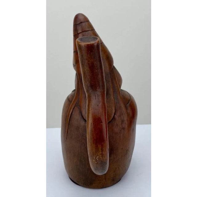 Peruvian Figural Wood Carved Sculpture After Moche Stirrup Vessel, Dreamer For Sale - Image 4 of 6