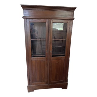 Vintage Louis Philippe Style Bookcase Cabinet For Sale