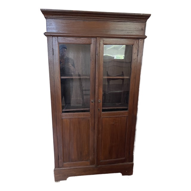 Vintage Louis Philippe Style Bookcase Cabinet For Sale