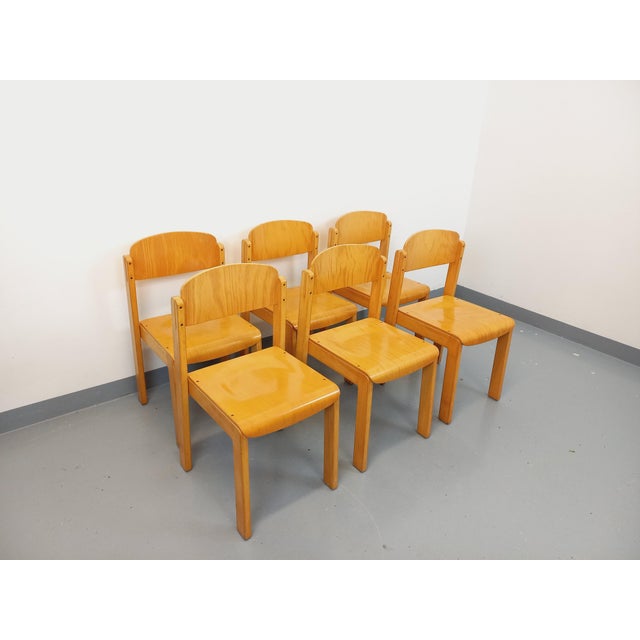 Mid-Century Modern Vintage Beechwood Chairs, 1970s, Set of 6 For Sale - Image 3 of 18
