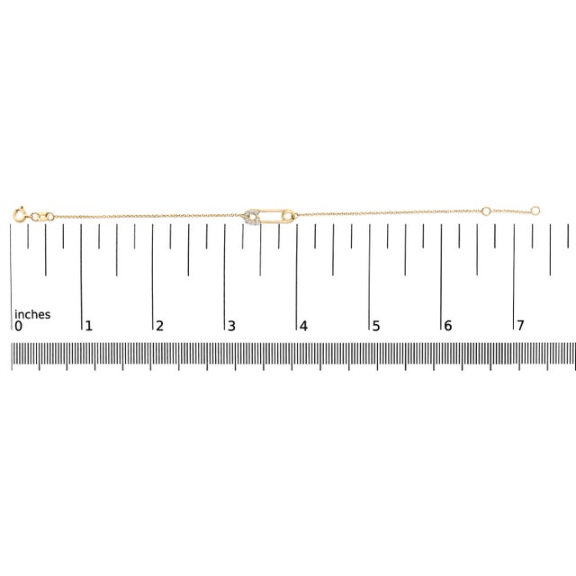 Early 21st Century 10K Yellow Gold 1/10 Cttw Diamond Paperclip Charm Adjustable Link Bracelet (J-J Color, I1-I2 Clarity) - 7.25 Inch For Sale - Image 5 of 5