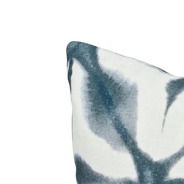 Japanese Schumacher Andromeda 20" Pillow in Indigo & White For Sale - Image 3 of 5