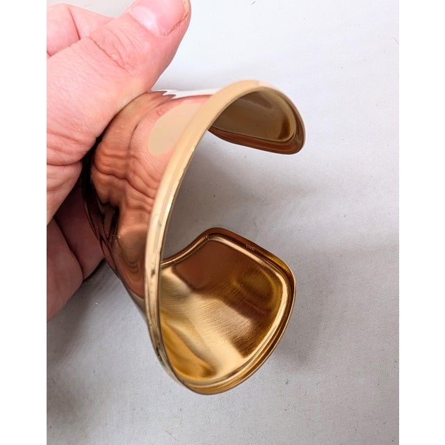 Gold Vintage 1977 Signed Napier Ad Piece Goldtone Wide Wavy Cuff Bracelet For Sale - Image 8 of 11