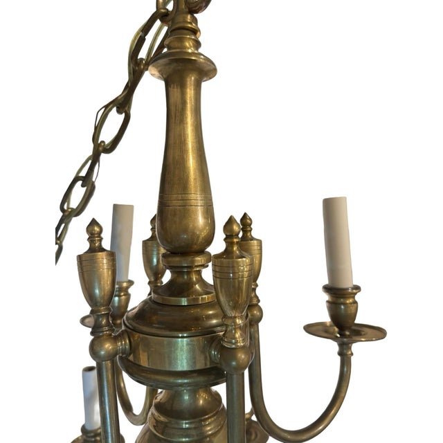 Early 21st Century Large Twelve-Light Solid Brass Chandelier For Sale - Image 5 of 12