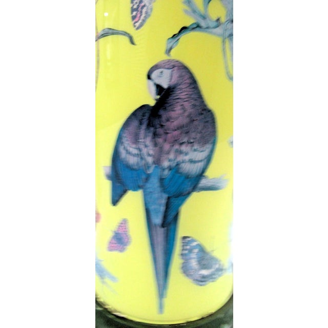 1970s Pair of English Mid-Century Palm Beach Reverse Decoupage Botanical Table Lamps For Sale - Image 11 of 12