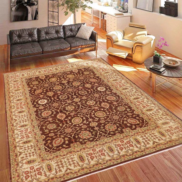 This magnificent Persian-influenced Turkish hand-knotted rug is made by skilled artisans who have the ability to create...