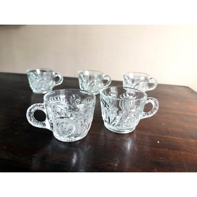 Antique L E Smith Old Dominion Crystal Punch Bowl With 7 cups - 8 pcs For Sale - Image 10 of 10