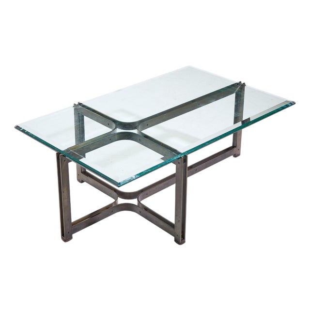 Tom Lopinski for Dunbar Mid Century Bronze, Rosewood and Glass Coffee Table For Sale