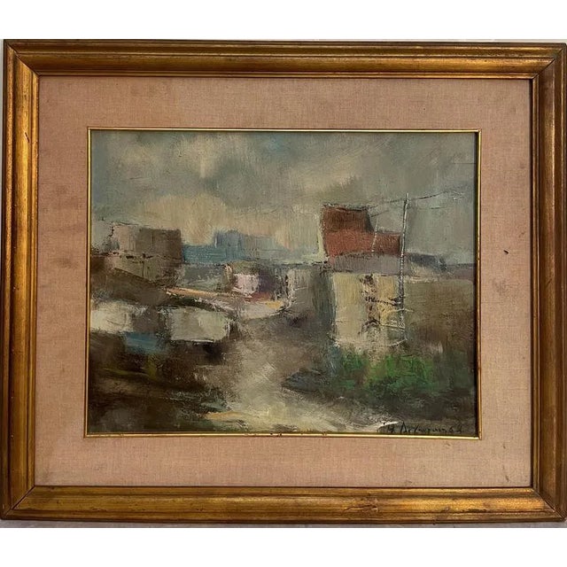 Pietro Virgilio Lietti, Figures Along The Canal, 1900s, Oil on Panel, Framed For Sale