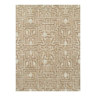 Theseus Hand-Tufted Maze Rug, Wheat Tan, 9x12 For Sale