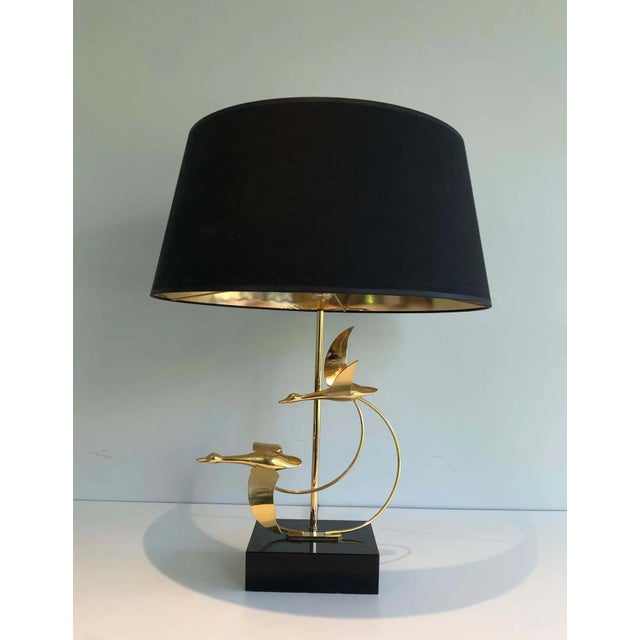 Mid-Century Modern 1970s French Flock of Wild Geese Brass Table Lamp For Sale - Image 3 of 13