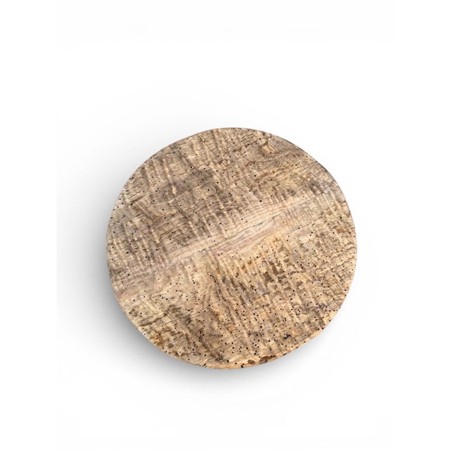 18" - Handcrafted Sculptural Solid Wood Espresso "Halo" Stool For Sale - Image 10 of 11