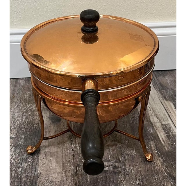 Mid Century Copper Chafing Dish on Footed Stand For Sale In Jacksonville, FL - Image 6 of 10