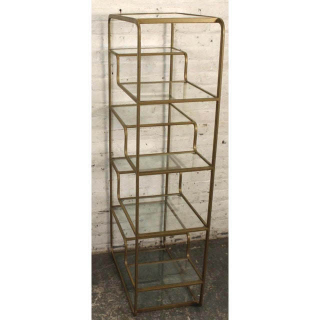 Vintage Mid-Century Multitiered Bronze Plated Waterfall Shelf For Sale - Image 9 of 13