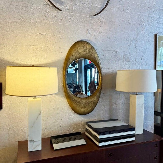 Antique Early 20th Century Cast Zinc Metal Gilt Oval Mirror For Sale - Image 4 of 9