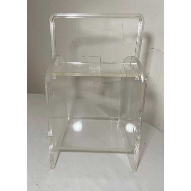 Vintage Mid Century Modern Handmade Lucite Ice Bucket Carrying Pail Box For Sale - Image 12 of 13