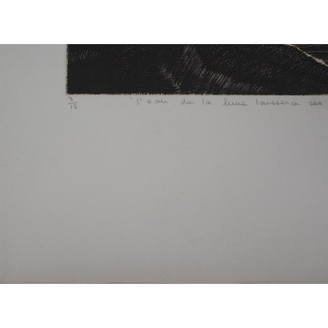 Françoise Bicaut, The Water of the Moon Will Leave Its Plates in the Desert, 1982, Original Etching For Sale - Image 6 of 10