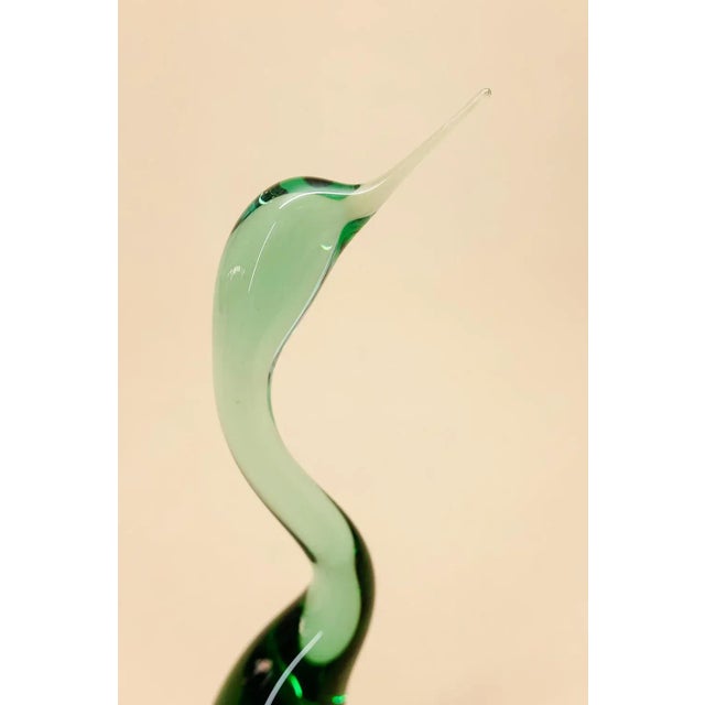 1960s Glass Heron Sculpture by Miloslav Janku for Železný Brod Sklo, 1960s For Sale - Image 5 of 8