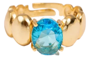 Ocean Glow Blue Topaz Gold Adjustable Ring, Size 4