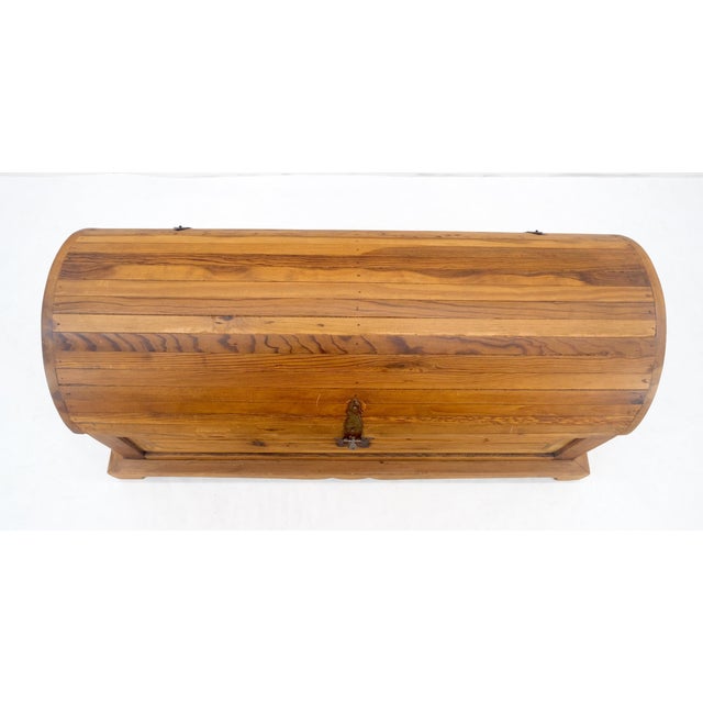 Barrel Shape Top Vintage Pine Wood Trunk Chest MINT For Sale - Image 11 of 17