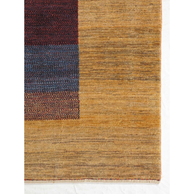 Contemporary 1980s Hand-Knotted Persian Gabbeh Rug Minimalist Striped Field 4'10" X 8'7" For Sale - Image 3 of 5