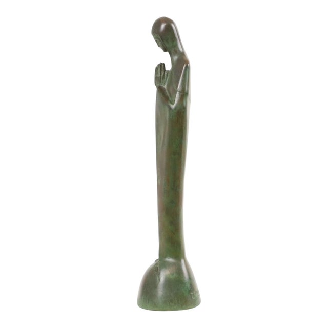 Art Deco Statue of the Virgin Mary in Bronze by Jac Van Vlijmen, 1920s For Sale - Image 11 of 18