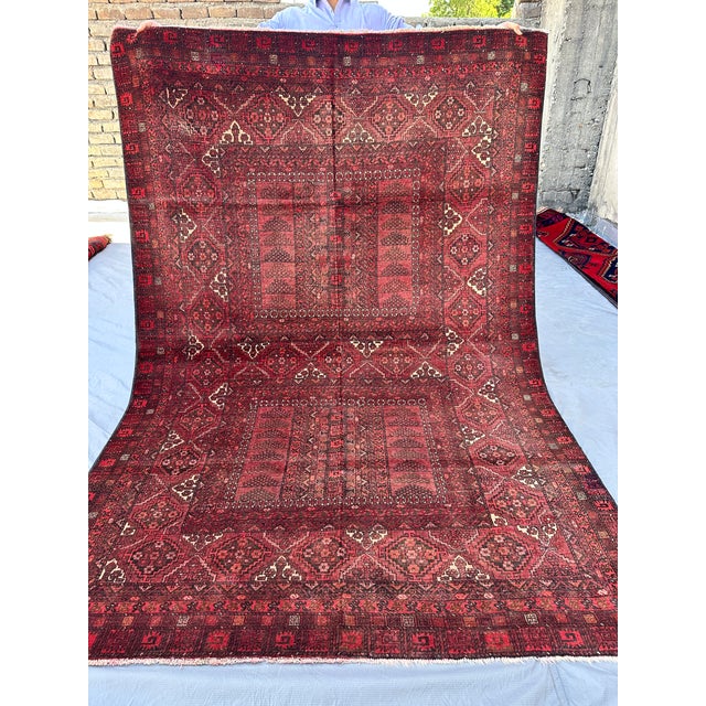 2000 - 2009 Burgundy Adraskan Baluch Hand-Knotted Wool Rug - 8'4" X 5'8" For Sale - Image 5 of 13