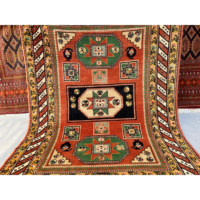 2000 - 2009 Hand-Knotted Kazak Sevan Star Triple Medallion Tribal Rug - 5'0" X 3'10" For Sale - Image 5 of 12